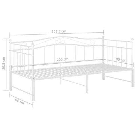 Ausziehsofa Bettgestell Weiß Metall 90x200 cm