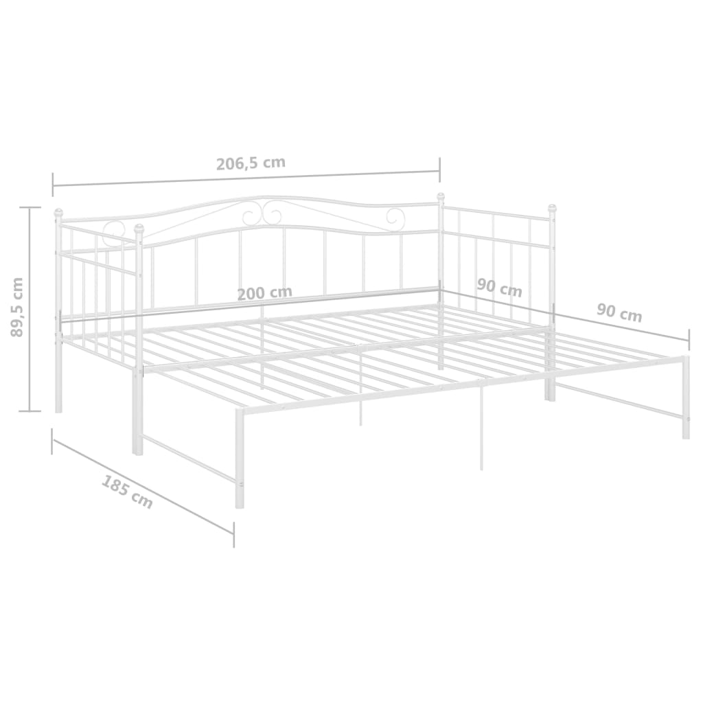 Ausziehsofa Bettgestell Weiß Metall 90x200 cm