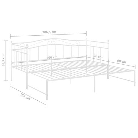 Ausziehsofa Bettgestell Weiß Metall 90x200 cm