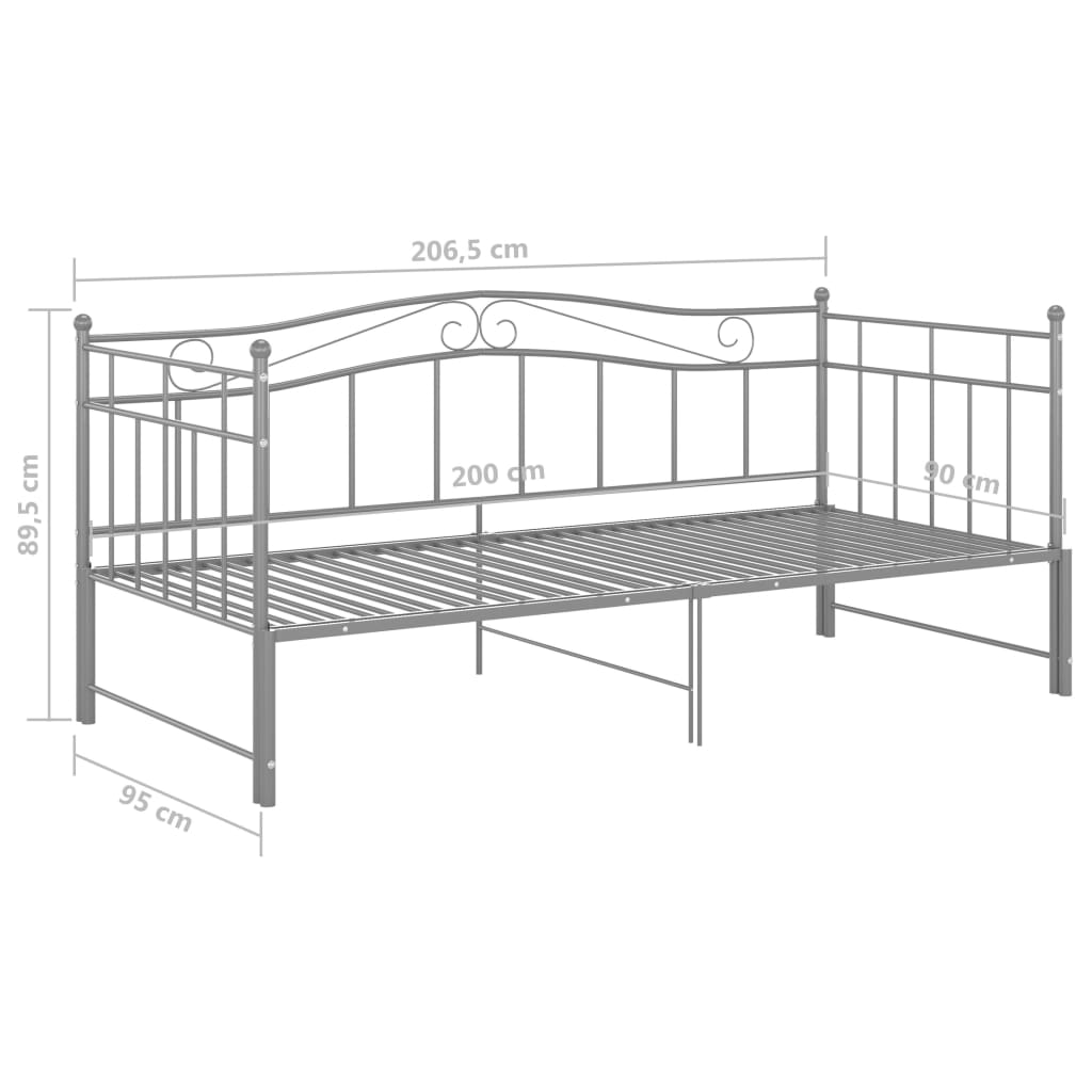 Ausziehsofa Bettgestell Grau Metall 90x200 cm
