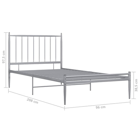 Bett Grau Metall 90x200 cm