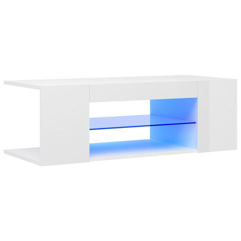 TV-Schrank mit LED-Leuchten Hochglanz-Weiß 90x39x30 cm