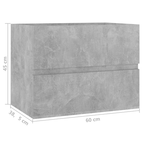 Waschbeckenunterschrank Betongrau 60x38,5x45 cm Holzwerkstoff