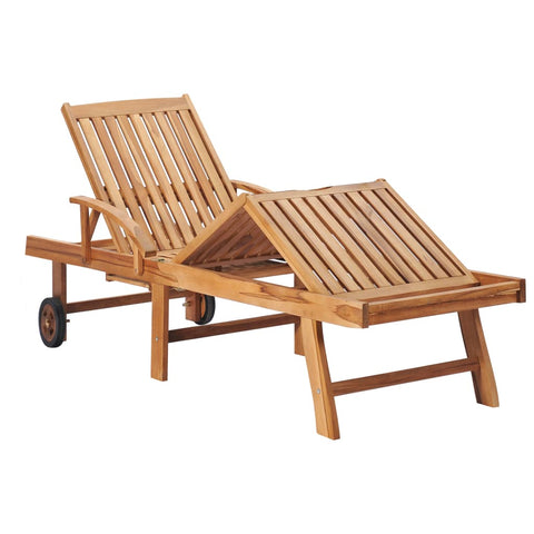 Sonnenliege mit Auflage Creme Massivholz Teak