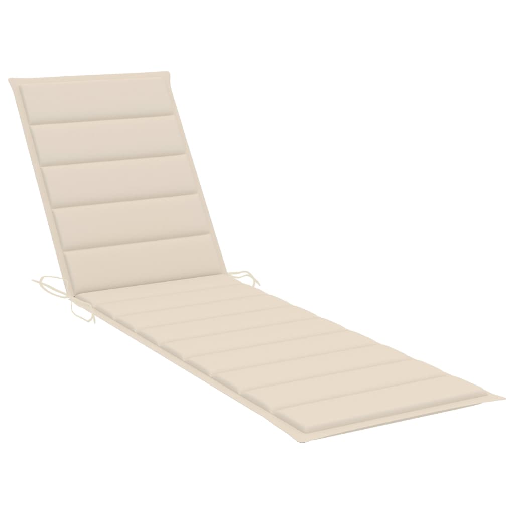 Sonnenliege mit Auflage Creme Massivholz Teak