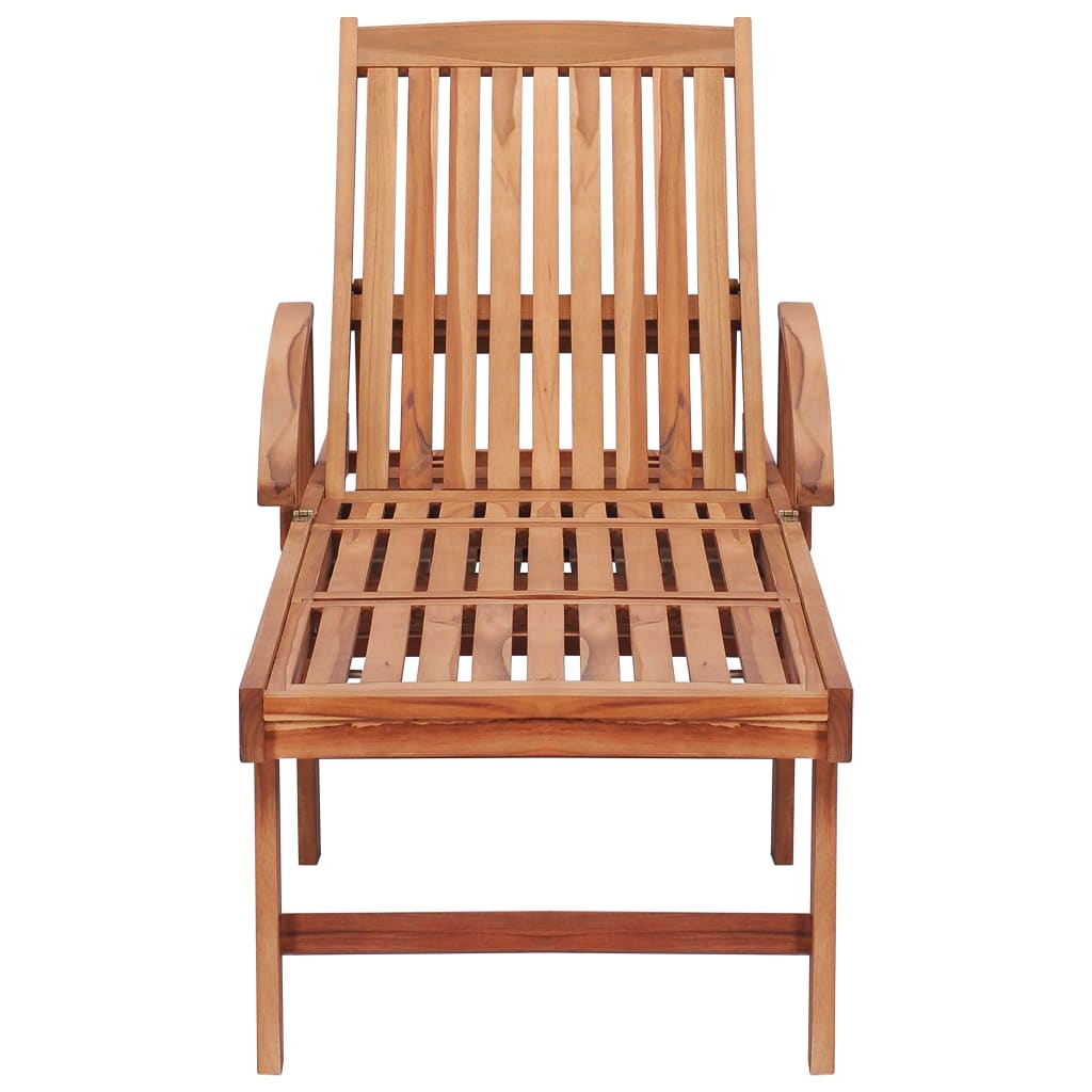 Sonnenliege mit Auflage Beige Massivholz Teak