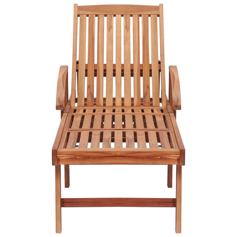 Sonnenliege mit Auflage Beige Massivholz Teak