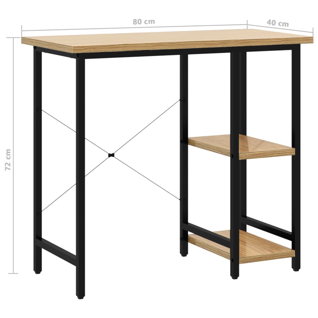 Computertisch Schwarz und Eiche Hell 80x40x72 cm MDF und Metall