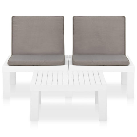 2-tlg. Garten-Lounge-Set mit Auflagen Kunststoff Weiß