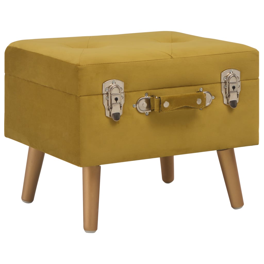 Hocker mit Stauraum 40 cm Senfgelb Samt