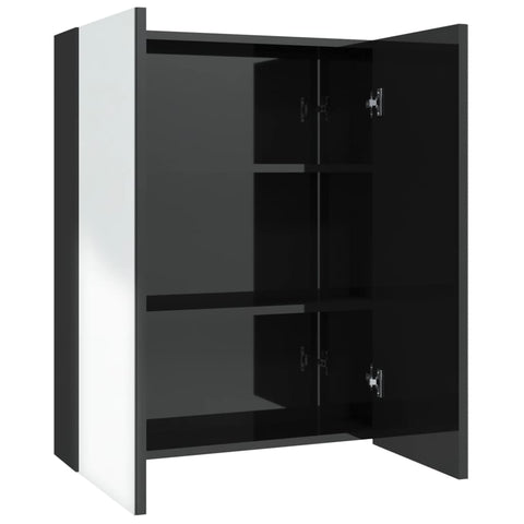 Bad-Spiegelschrank 60x15x75 cm MDF Glänzendes Schwarz