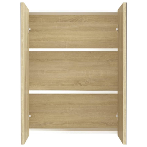 Bad-Spiegelschrank 60x15x75 cm MDF Weiß und Eiche-Optik