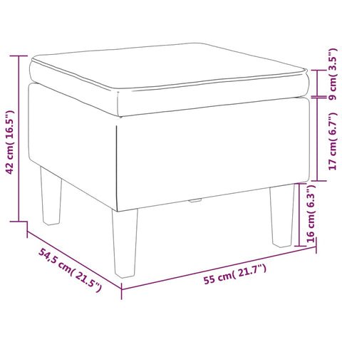 Hocker mit Holzbeinen Braun Samt