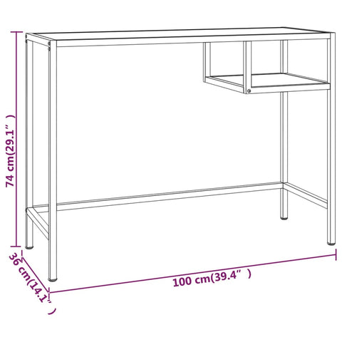 Computertisch Schwarz Marmor 100x36x74 cm Hartglas