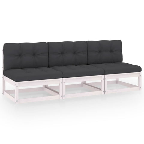 3-Sitzer-Sofa mit Kissen Kiefer Massivholz