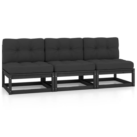 3-Sitzer-Sofa mit Kissen Kiefer Massivholz