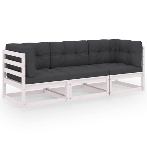 3-Sitzer-Gartensofa mit Kissen Kiefer Massivholz