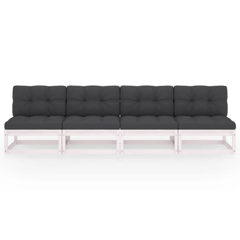 4-Sitzer-Gartensofa mit Kissen Kiefer Massivholz