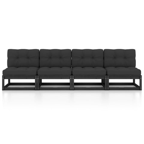 4-Sitzer-Gartensofa mit Kissen Kiefer Massivholz