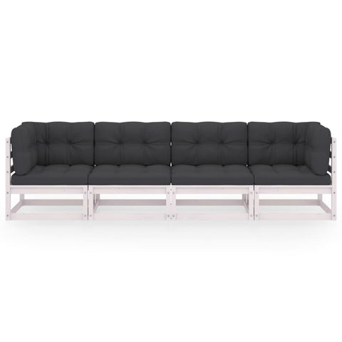 4-Sitzer-Gartensofa mit Kissen Kiefer Massivholz