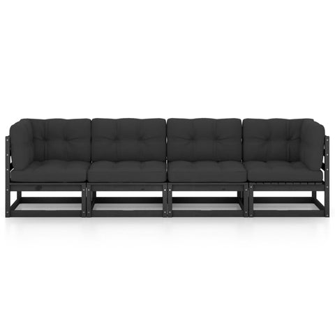 4-Sitzer-Gartensofa mit Kissen Kiefer Massivholz