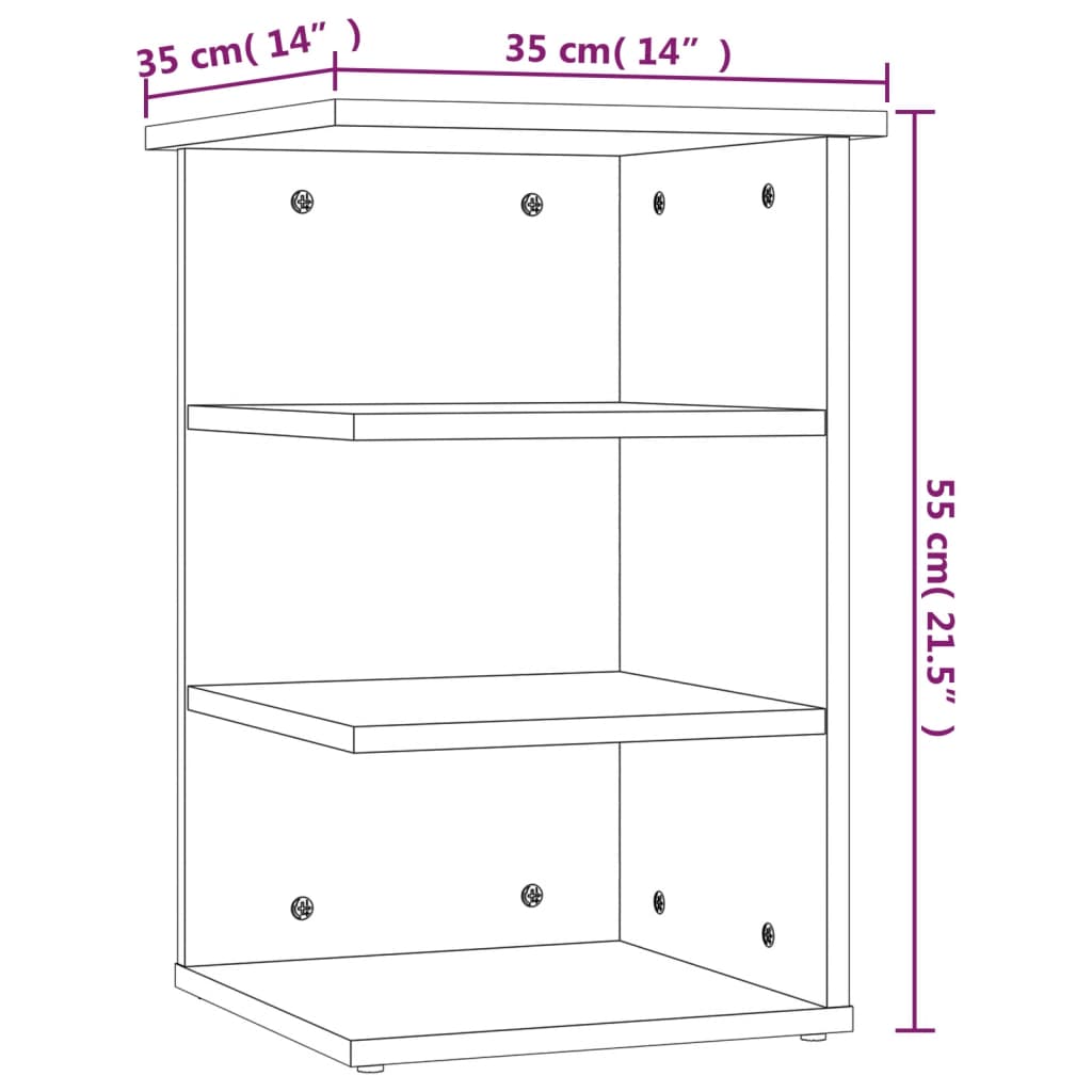 Beistellregal Schwarz 35x35x55 cm Holzwerkstoff