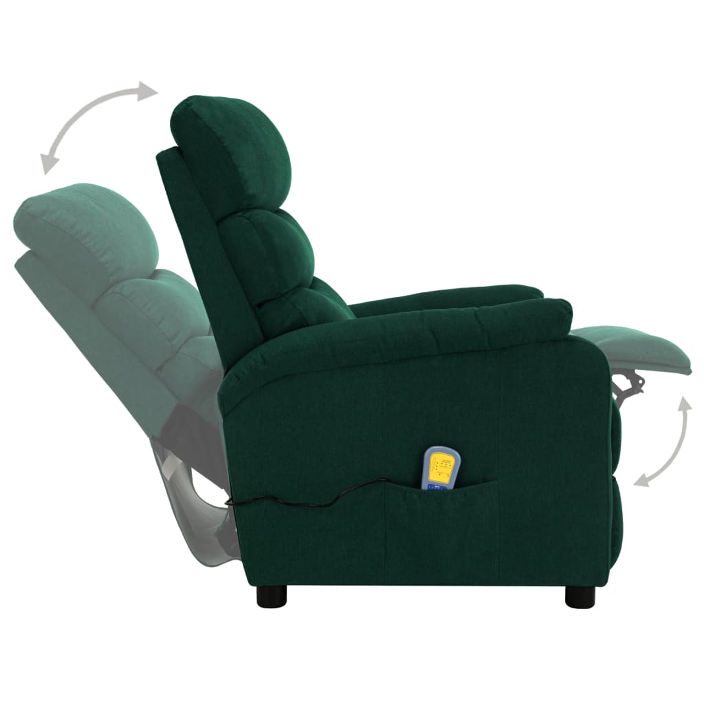Elektrischer Massagesessel Dunkelgrün Stoff