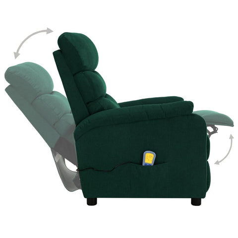 Elektrischer Massagesessel Dunkelgrün Stoff