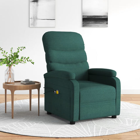 Elektrischer Massagesessel Dunkelgrün Stoff