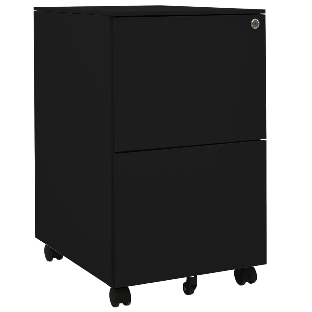 Aktenschrank mit Rollen Schwarz 39x45x67 cm Stahl