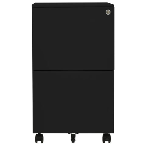 Aktenschrank mit Rollen Schwarz 39x45x67 cm Stahl