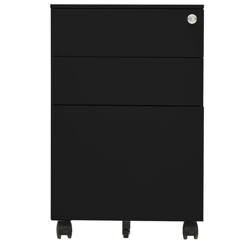 Aktenschrank mit Rollen Schwarz 39x45x60 cm Stahl