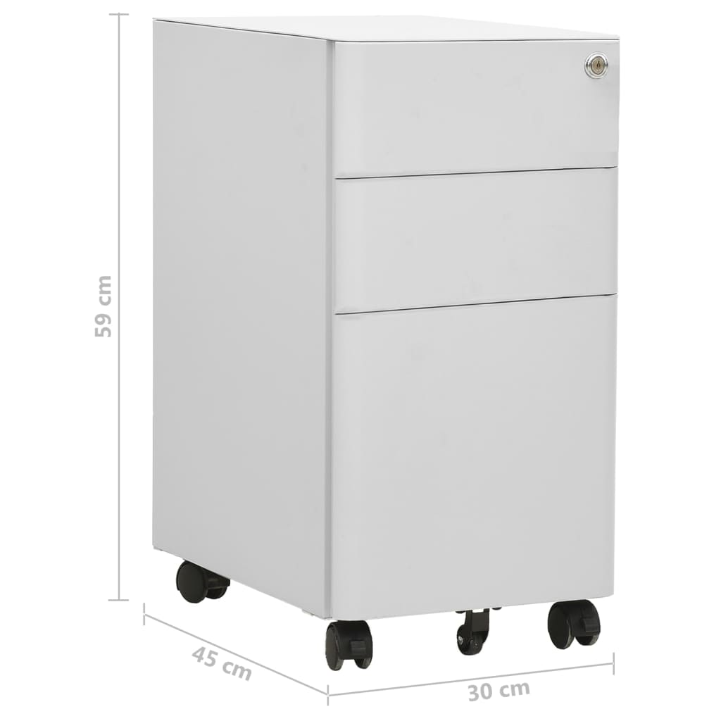 Aktenschrank mit Rollen Hellgrau 30x45x59 cm Stahl