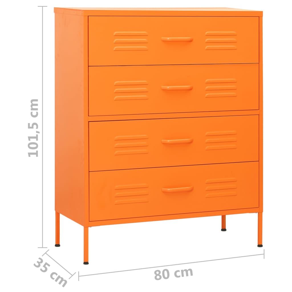 Kommode Orange 80x35x101,5 cm Stahl