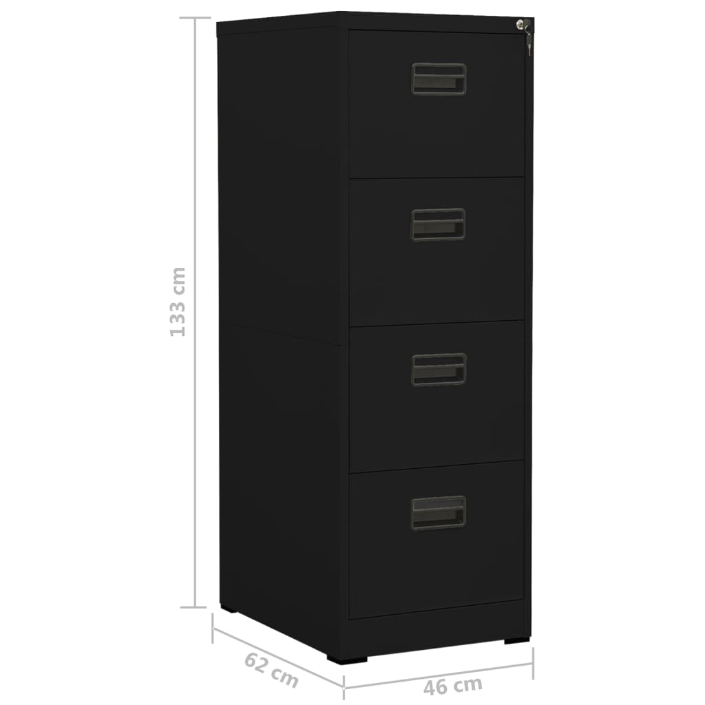 Aktenschrank Schwarz 46x62x133 cm Stahl