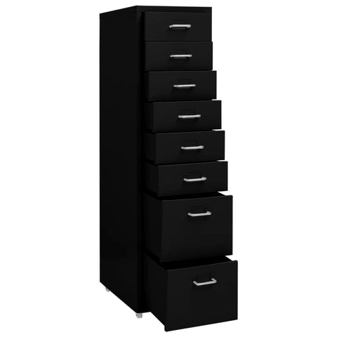 Aktenschrank mit Rollen Schwarz 28x41x109 cm Metall