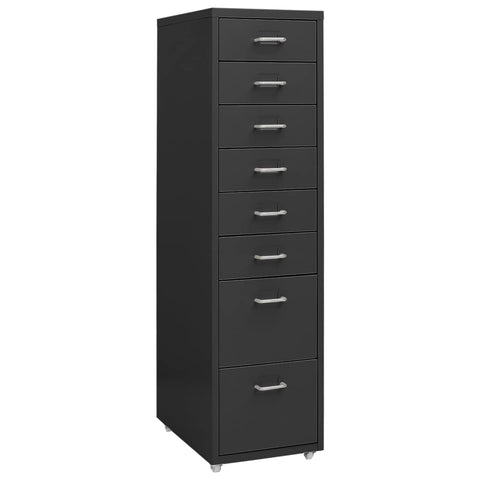 Aktenschrank mit Rollen Anthrazit 28x41x109 cm Metall