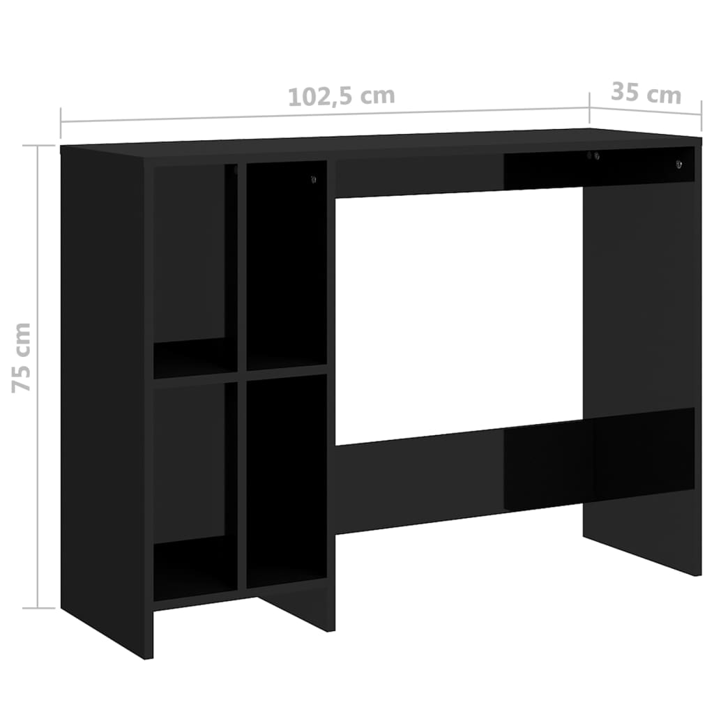 Computertisch Hochglanz-Schwarz 102,5x35x75 cm Holzwerkstoff