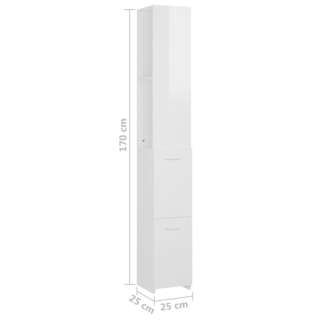 Badschrank Hochglanz-Weiß 25x26,5x170 cm Holzwerkstoff