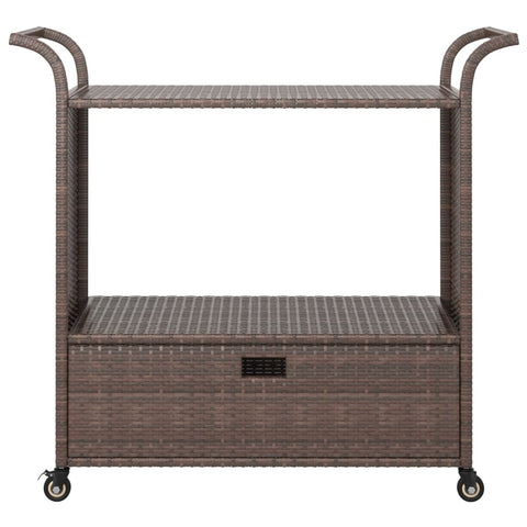 Barwagen mit Schublade Braun 100x45x97 cm Poly Rattan