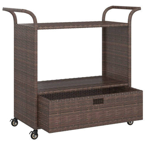 Barwagen mit Schublade Braun 100x45x97 cm Poly Rattan