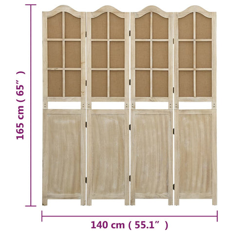 4-tlg. Raumteiler Braun 140x165 cm Stoff