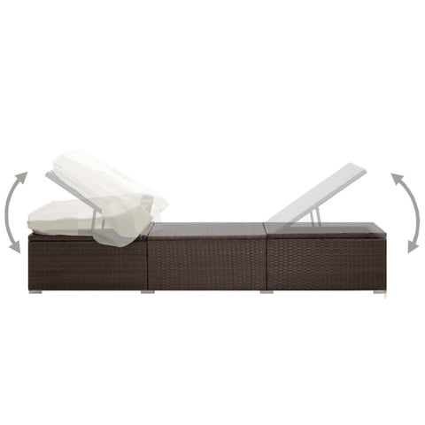 Sonnenliege mit Dach und Kissen Poly Rattan Braun