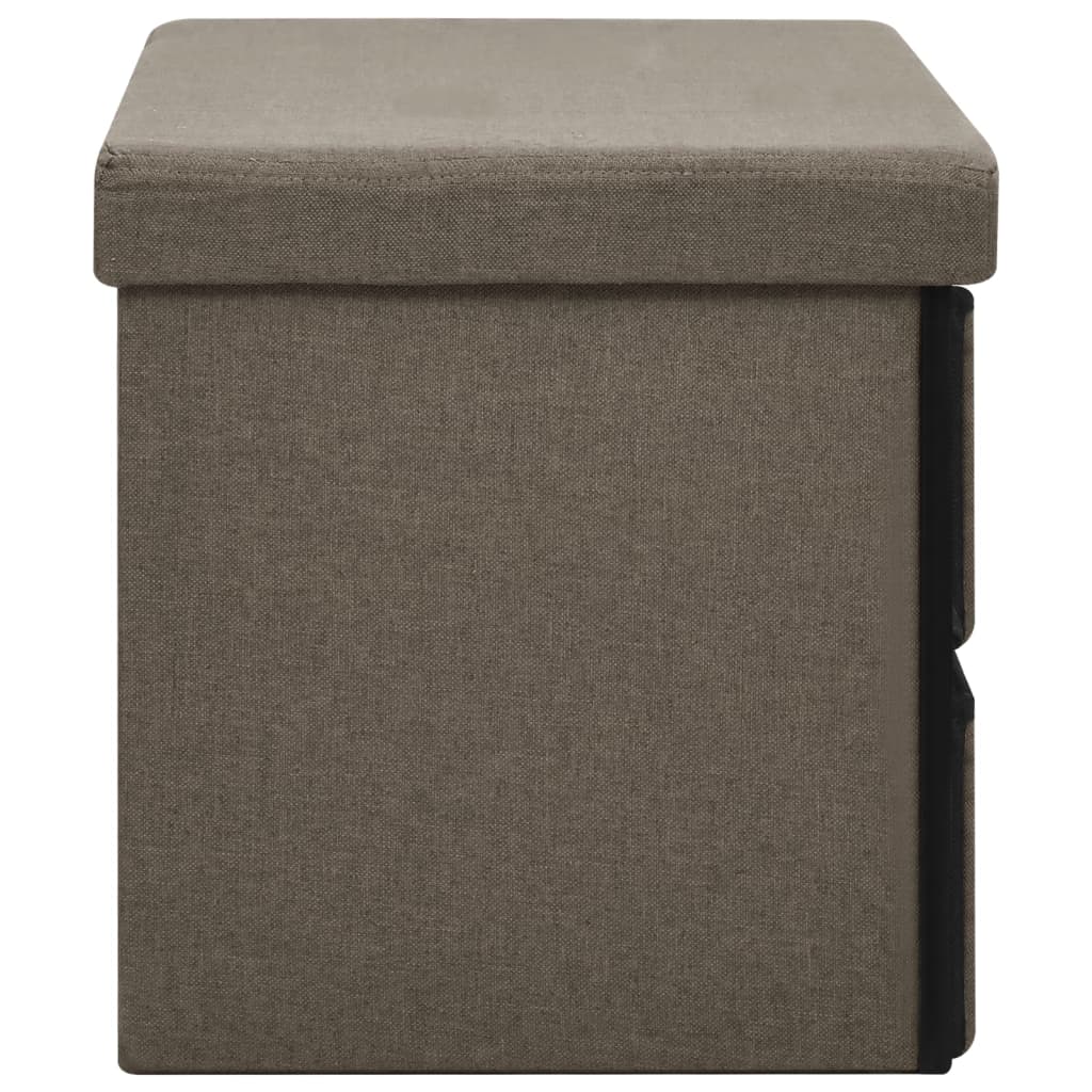 Faltbare Sitzbank mit Stauraum Braun 76x38x38 cm Leinenoptik