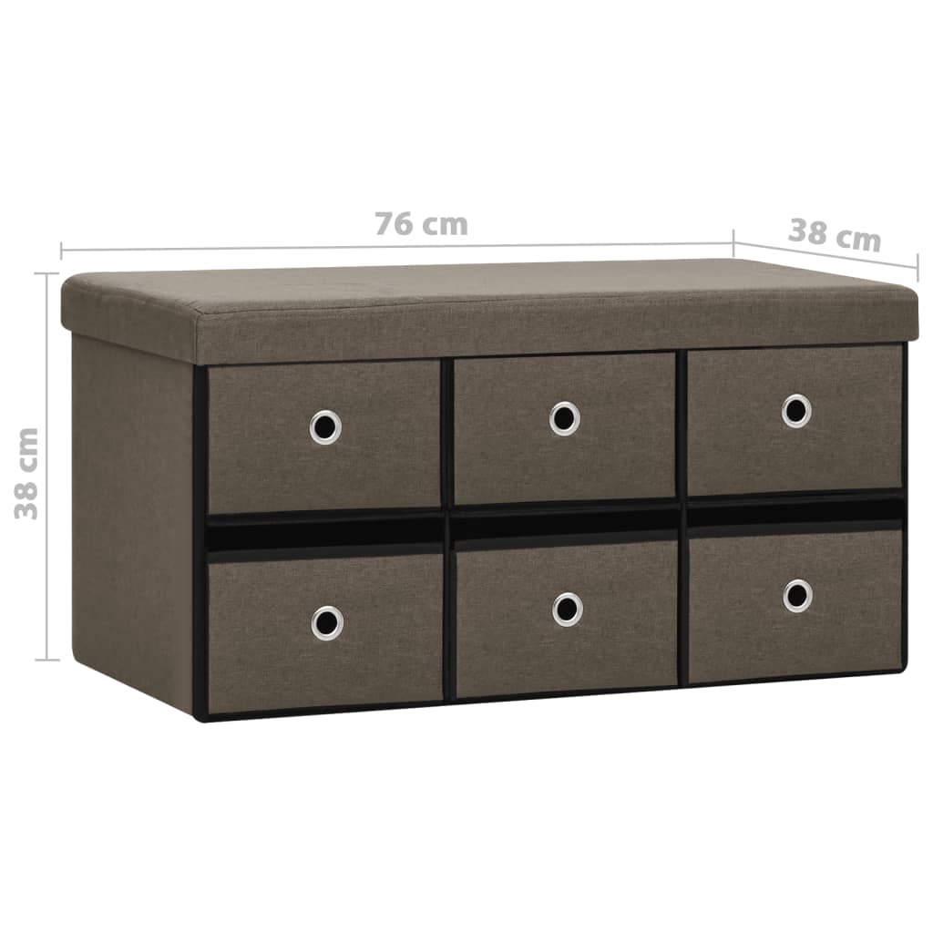 Faltbare Sitzbank mit Stauraum Braun 76x38x38 cm Leinenoptik