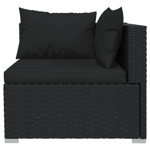 3-tlg. Garten-Lounge-Set mit Kissen Schwarz Poly Rattan