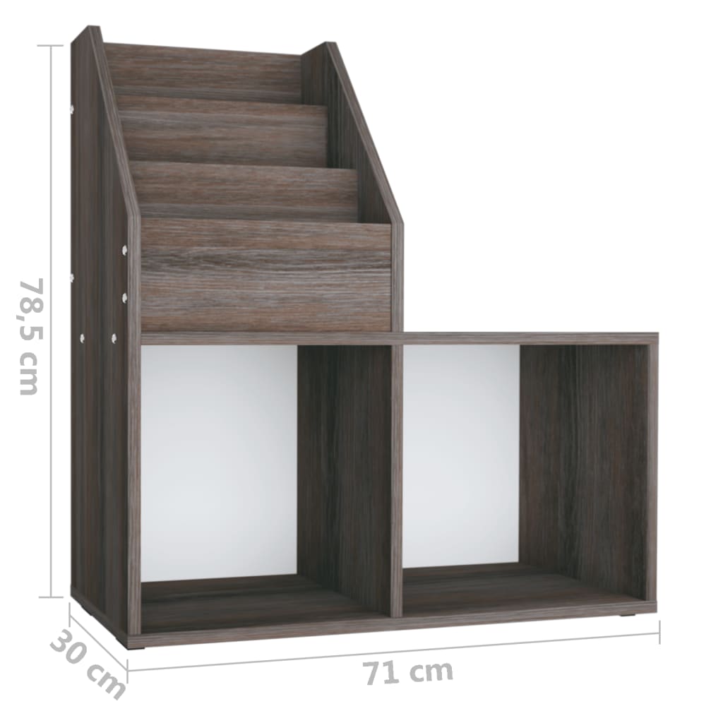 Kinder-Bücherregal Grau Sonoma-Eiche 71x30x78,5cm Holzwerkstoff