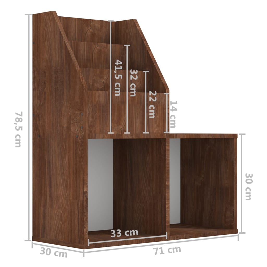 Kinder-Bücherregal Braun Eiche 71x30x78,5 cm Holzwerkstoff