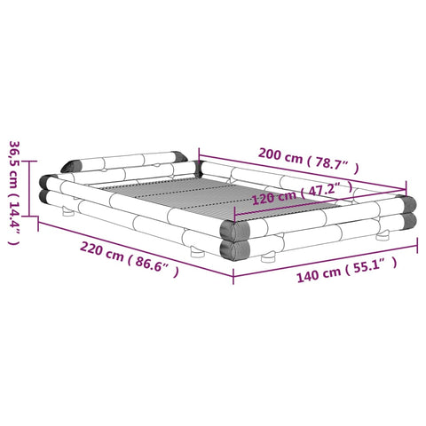 Bambusbett 120x200 cm