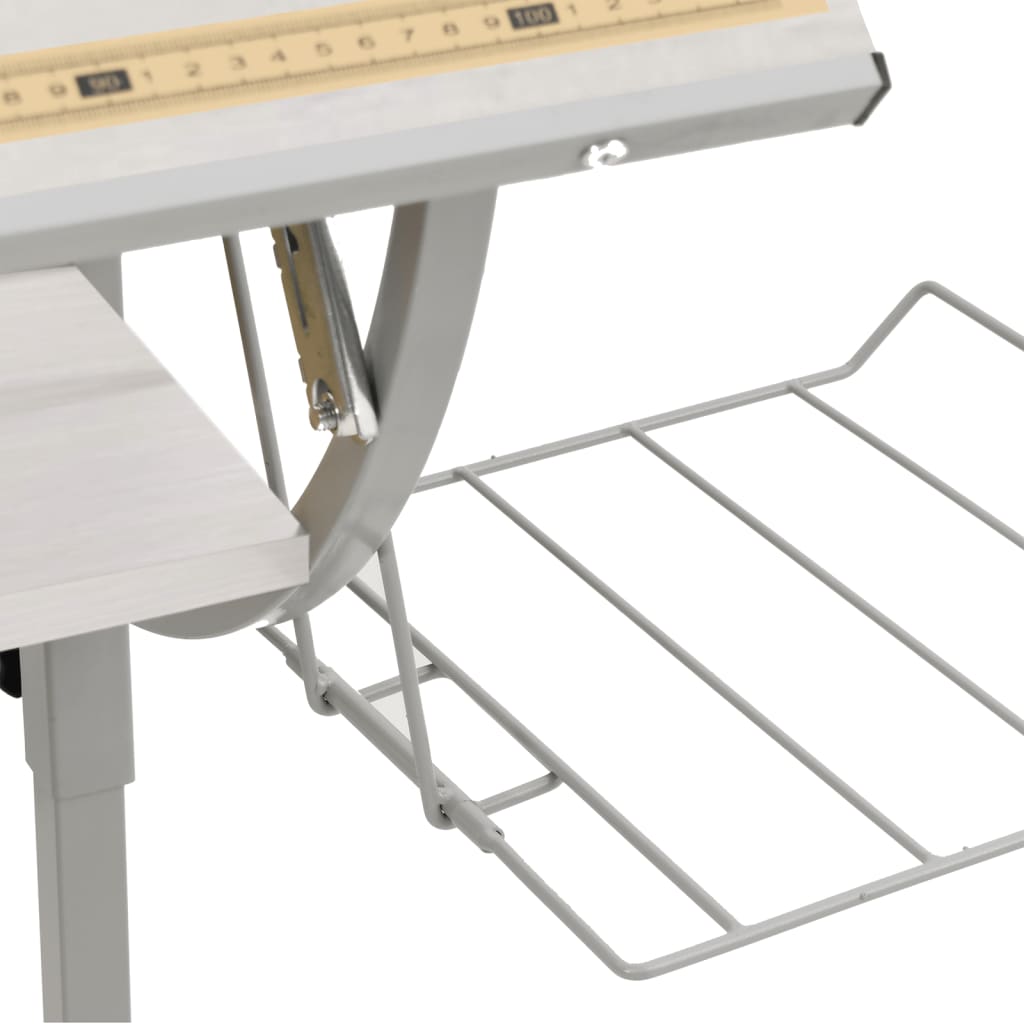 Basteltisch Weiß & Grau 110x53x(58-87) cm Holzwerkstoff & Stahl